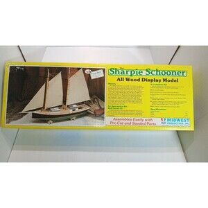Vintage Midwest The Sharpie Schooner All Wood Boat Model Kit